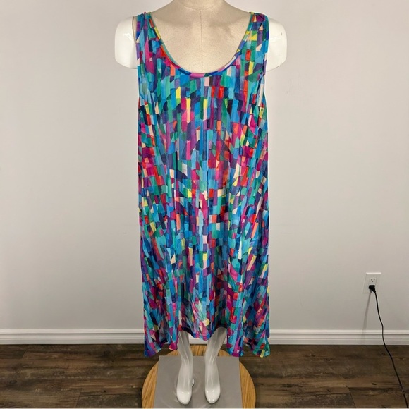 profile by gottex Colorful Geometric Patterned Dress beach cover up L-XL - Picture 3 of 12